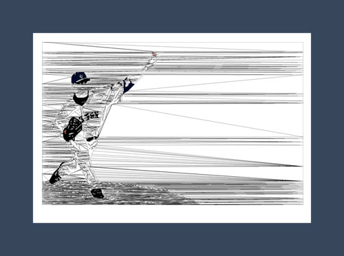 Baseball art print of a baseball picher on the mound.