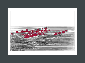 Rowing art print of a crew of eight with coxwain.