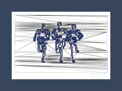 Running art print of runners running in a group.