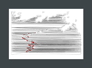 Ski art print of a skier skiing extreme downhill in abstract.