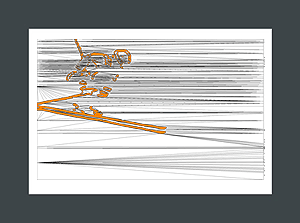 Ski art print of a tucked skier skiing downhill.