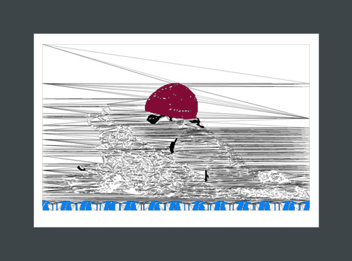 Swimming art print of a swimmer swimming the breaststroke.